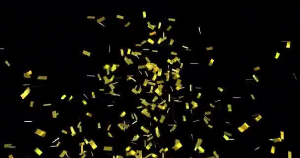 Animation Multiples Confettis Brillant Volant Sur Fond Noir Concept Couleur — Video