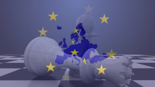 Animazione Della Mappa Dell Europa Bandiera Dell Unione Europea Con — Video Stock