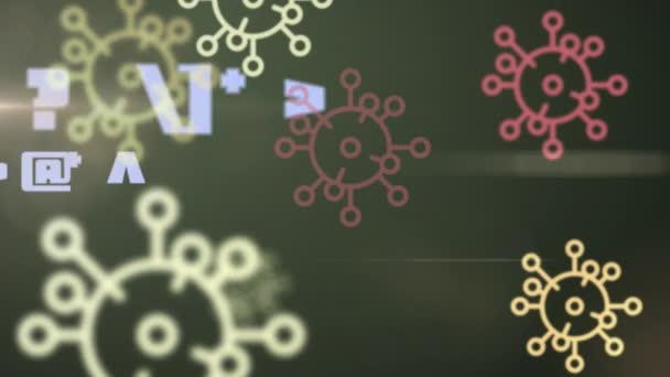 기호의 애니메이션은 Covid 세포와 Global Coronavirus Covid Pandemic Conception Digitally — 비디오