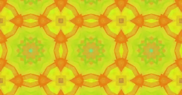 Animation Kaleidoscopic Colourful Orange Yellow Green Shapes Moving Hypnotically Seamless — Stock Video