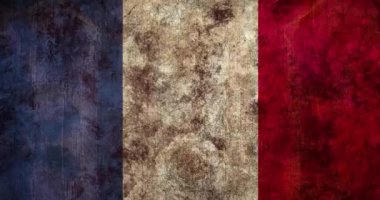 Animasyon titreyen sıkıntılı desen arka planda Fransız bayrağı üzerinde kusursuz bir döngü içinde hareket ediyor. Vintage renk ve hareket konsepti dijital olarak oluşturuldu.