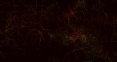 Çoklu renkli çizgilerin animasyonu siyah arkaplanda dönen ve hareket eden bağlantılar ağı oluşturuyor. Renk ve hareket kavramı dijital olarak oluşturuldu.