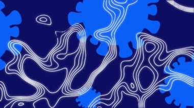 Mavi arkaplanda birden fazla beyaz harita üzerindeki koronavirüs hücrelerinin animasyonu. Global Coronavirus Covid 19 salgın eğitim konsepti dijital olarak oluşturulmuş görüntü.