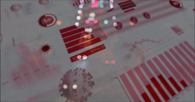 Covid 19 hücre ve istatistiklerinin animasyonu odak trafiği ve şehir ışıkları dışındaki vakaları gösteriyor. Küresel koronavirüs Covid 19 salgın konsepti dijital olarak oluşturulmuş görüntü.