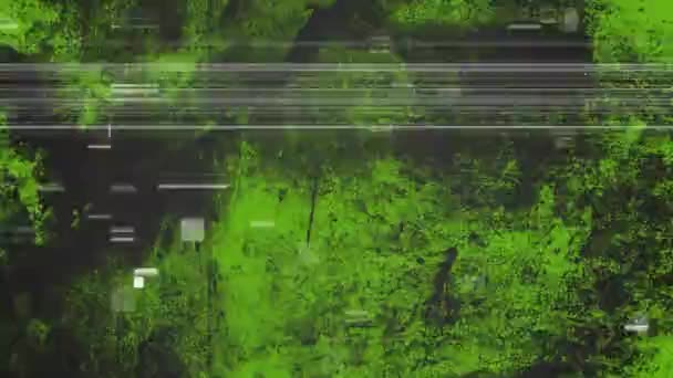 Titreyen Beyaz Şekillerin Sıkıntılı Desenlerin Canlandırılması Yeşil Siyah Arkaplan Üzerinde — Stok video