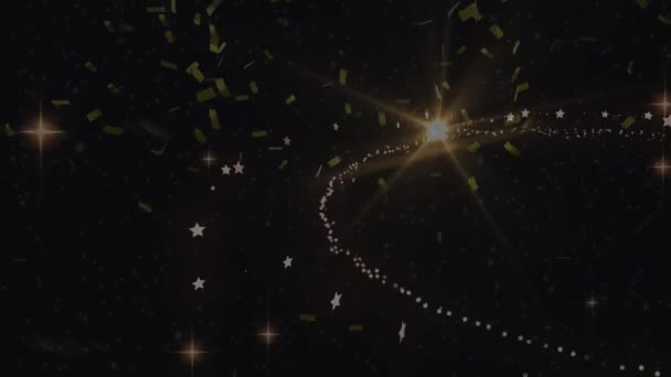 Animación Celebraciones Navideñas Con Brillante Estrella Fugaz Formando Árbol Navidad — Vídeos de Stock