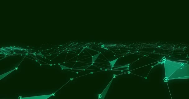 Animation Mehrerer Grüner Dreiecke Die Ein Netzwerk Von Verbindungen Bilden — Stockvideo