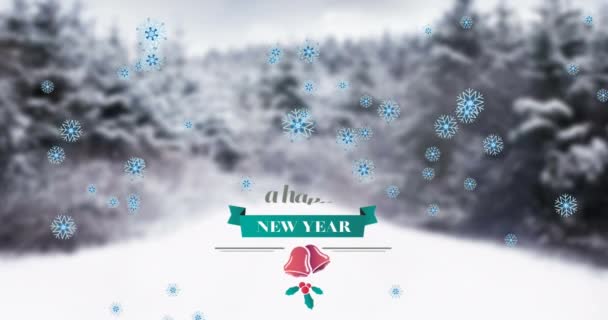 Animazione Del Paesaggio Invernale Natalizio Con Auguri Buon Natale Testo — Video Stock