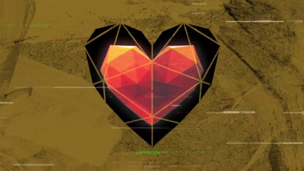 Анімація Фігурного Червоного Серця Формі Серця Дизайном Трикутника Чорному Кольорі — стокове відео