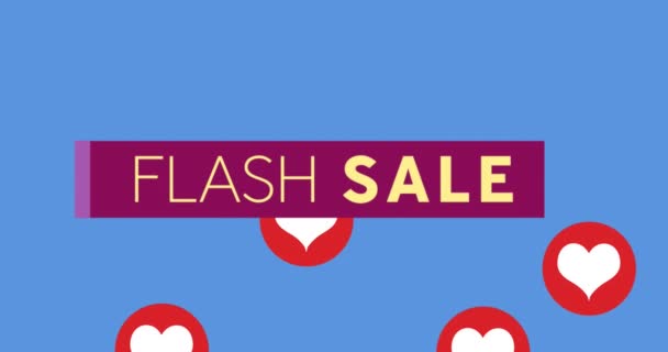 Animation Des Flash Sale Text Auf Lila Banner Gegen Rote — Stockvideo