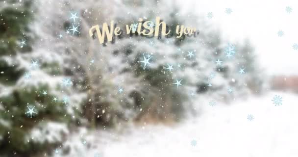 Animation Christmas Winter Scape Wish You Merry Christmas Happy New — Αρχείο Βίντεο