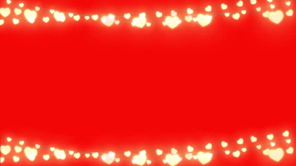 Animación Dos Cuerdas Luces Hadas Brillantes Sobre Fondo Rojo Navidad — Vídeo de stock