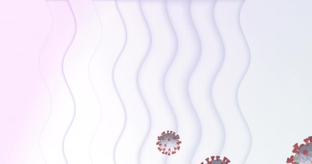Animation Von Coronavirus Covid Zellen Die Sich Auf Weißem Wellenförmigem — Stockvideo