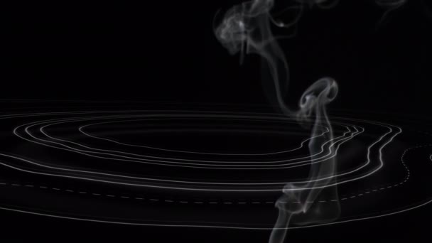 Animation Grey Smoke Moving Multiple White Map Lines Black Background — Stock Video