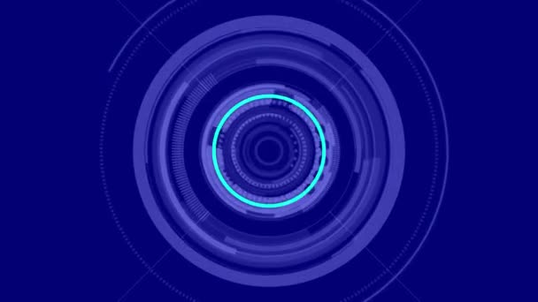Animație Scanare Circulară Rotativă Cercuri Albastre Puncte Care Mișcă Hipnotică — Videoclip de stoc
