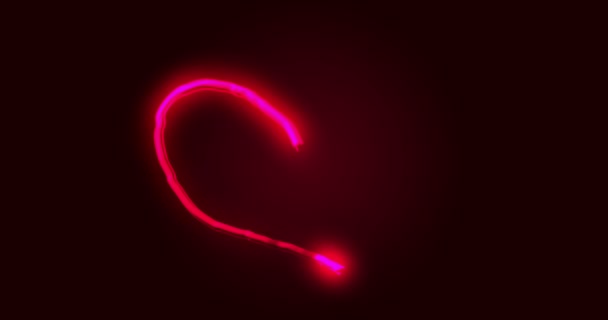 Animatie Van Gloeiende Roze Hartvormige Lichtspoor Bewegen Zwarte Achtergrond Kleur — Stockvideo