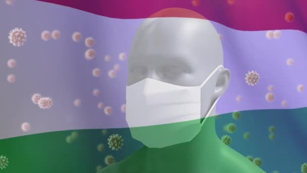 Animation Bulgarian Flag Waving Macro Covid Cells Floating Human Head — Stock Video