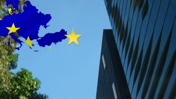Κινούμενο Σχέδιο Του Χάρτη Της Ευρώπης Σημαία Της Ευρωπαϊκής Ένωσης — Αρχείο Βίντεο
