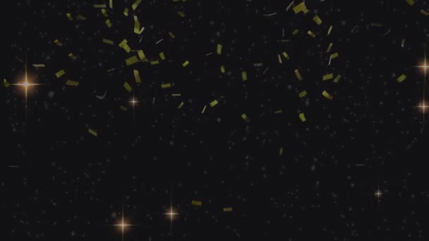 Animación Celebraciones Navideñas Con Estrellas Brillantes Confeti Dorado Cayendo Navidad — Vídeo de stock