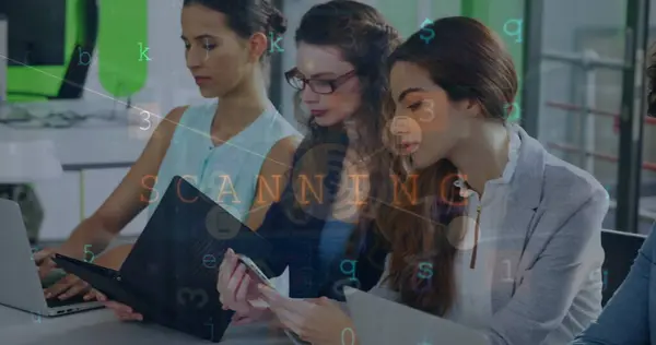 Image Network Connections Diverse Female Male Coworkers Business Data Processing — Stock Photo, Image