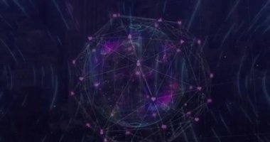 Dünya üzerindeki bağlantı ağının animasyonu. Dijital olarak oluşturulmuş küresel bağlantılar, hesaplama ve veri işleme kavramı.