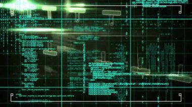 DNA iplikçiklerinin animasyonu, siyah arkaplan üzerinde veri işleme. Küresel finans, iş, bağlantılar, hesaplama ve veri işleme kavramı dijital olarak oluşturulmuş video.