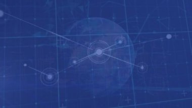 Dünya üzerindeki simgelerle bağlantı ağının animasyonu. Küresel iş, bağlantılar, hesaplama ve veri işleme kavramı dijital olarak oluşturulmuş video.