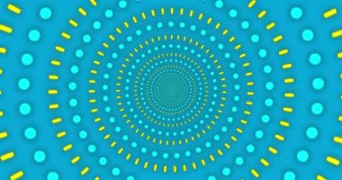 Mavi arka planda mavi ve sarı şekillerin animasyonu. Desen ve dijital arayüz kavramı dijital olarak oluşturulmuş video.