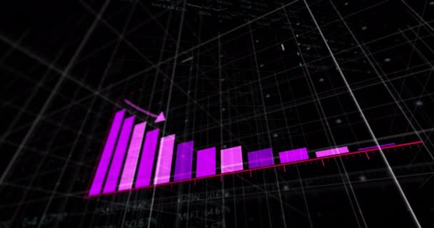 Animação Estatísticas Processamento Dados Financeiros Sobre Fundo Negro Conceito Finanças — Vídeo de Stock
