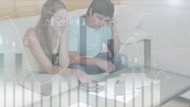 Animace Zpracování Finančních Dat Přes Bělošské Manželské Účty Globální Finance — Stock video