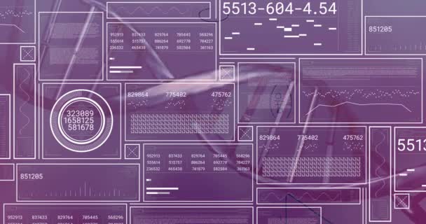 Animação Processamento Dados Diagramas Sobre Cadeia Dna Conceito Ciência Global — Vídeo de Stock