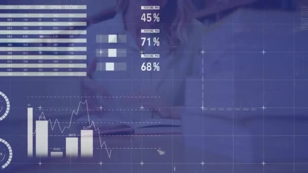 Animering Ekonomisk Databehandling Över Kaukasiska Kvinnliga Studerande Globala Finans Affärs — Stockvideo