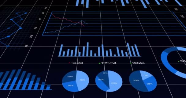 Animazione Dell Elaborazione Dei Dati Finanziari Griglia Sfondo Scuro Concetto — Video Stock