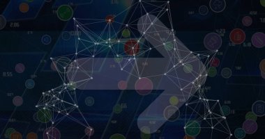 Ok üzerindeki simgelerle bağlantı ağının resmi. küresel iş ve dijital arayüz kavramı dijital olarak oluşturulmuş görüntü.