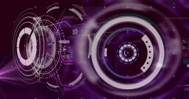 Dijital ekranda çeşitli veri işleme resimleri. veri işleme, teknoloji ve dijital arayüz kavramı dijital olarak oluşturulmuş görüntü.