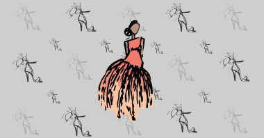 Yeşil arka planda ayakkabı simgeleri ve modeller. moda ve aksesuarlar arka plan desen kavramı dijital olarak oluşturulmuş görüntü.