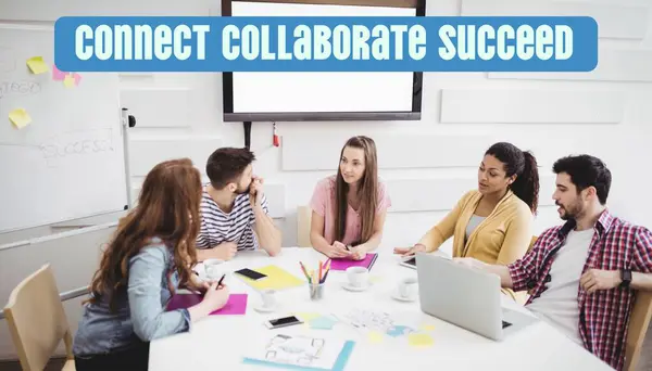Samenstelling Van Connect Werken Samen Succestekst Diverse Ondernemers Kantoor Wereldwijd — Stockfoto