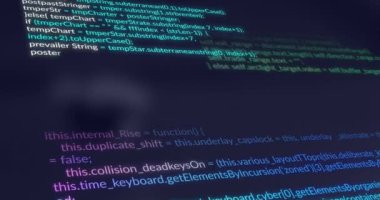 Karanlık arka planda finansal veri işleme animasyonu. Küresel finans, iş, bağlantılar, hesaplama ve veri işleme kavramı dijital olarak oluşturulmuş video.