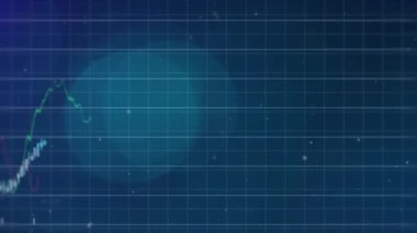 Şebeke üzerinde finansal veri işleme animasyonu. Küresel finans, iş, bağlantılar, hesaplama ve veri işleme kavramı dijital olarak oluşturulmuş video.