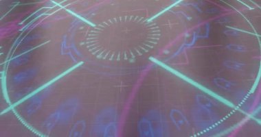 Siyah arkaplan üzerindeki tarama alanının animasyonu. Küresel iş ve dijital arayüz kavramı dijital olarak oluşturulmuş video.