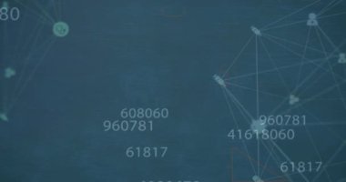 Matematiksel veri işleme animasyonu dünya üzerinde bağlantılarla birlikte. Küresel finans, iş, bağlantılar, hesaplama ve veri işleme kavramı dijital olarak oluşturulmuş video.