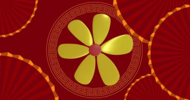 Kırmızı arka planda kopyalama alanı olan Çin desenli animasyon. Çin yeni yılı, şenlik, kutlama ve geleneksel konsept dijital olarak oluşturulmuş video.