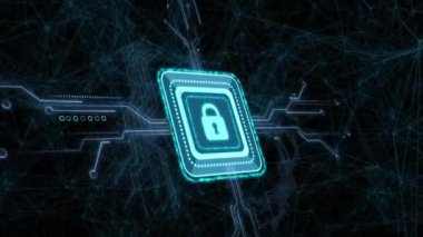 Şekiller üzerinde asma kilit bağlantısı ağının animasyonu. Küresel iş ve dijital arayüz kavramı dijital olarak oluşturulmuş video.