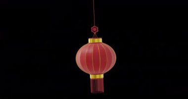 Siyah arka planda fotokopi alanı olan Çin kırmızı lambasının animasyonu. Çin yeni yılı, şenlik, kutlama ve geleneksel konsept dijital olarak oluşturulmuş video.