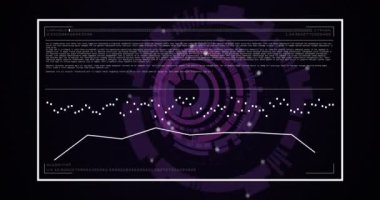 Siyah arkaplan üzerinde dijital veri işleme animasyonu. Dijital olarak oluşturulmuş küresel bağlantılar, hesaplama ve veri işleme kavramı.