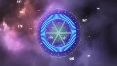 Şekiller üzerinde veri işleme ve tarama animasyonları. Küresel teknoloji ve dijital arayüz konsepti dijital olarak oluşturulmuş video.