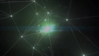 Siyah arkaplanda ışık yollarıyla bağlantı ağının animasyonu. Küresel teknoloji, hesaplama, bağlantılar ve dijital arayüz konsepti dijital olarak oluşturulmuş video.