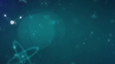 Yeşil arka planda molekülleri olan küre animasyonu. Küresel bilim, bağlantılar ve veri işleme kavramı dijital olarak oluşturulmuş video.