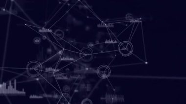 Diyagramlar üzerinden veri işleme ve bağlantı ağının animasyonu. Küresel iş ve dijital arayüz kavramı dijital olarak oluşturulmuş video.