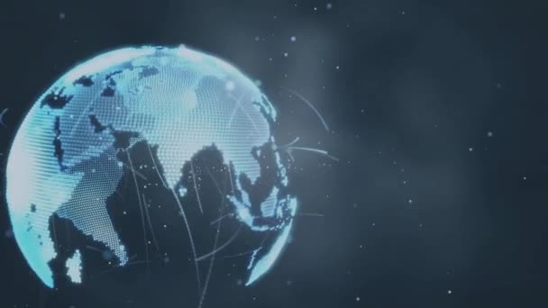 Animacja Sieci Połączeń Globusem Czarnym Tle Połączenia Technologia Koncepcja Cyfrowego — Wideo stockowe